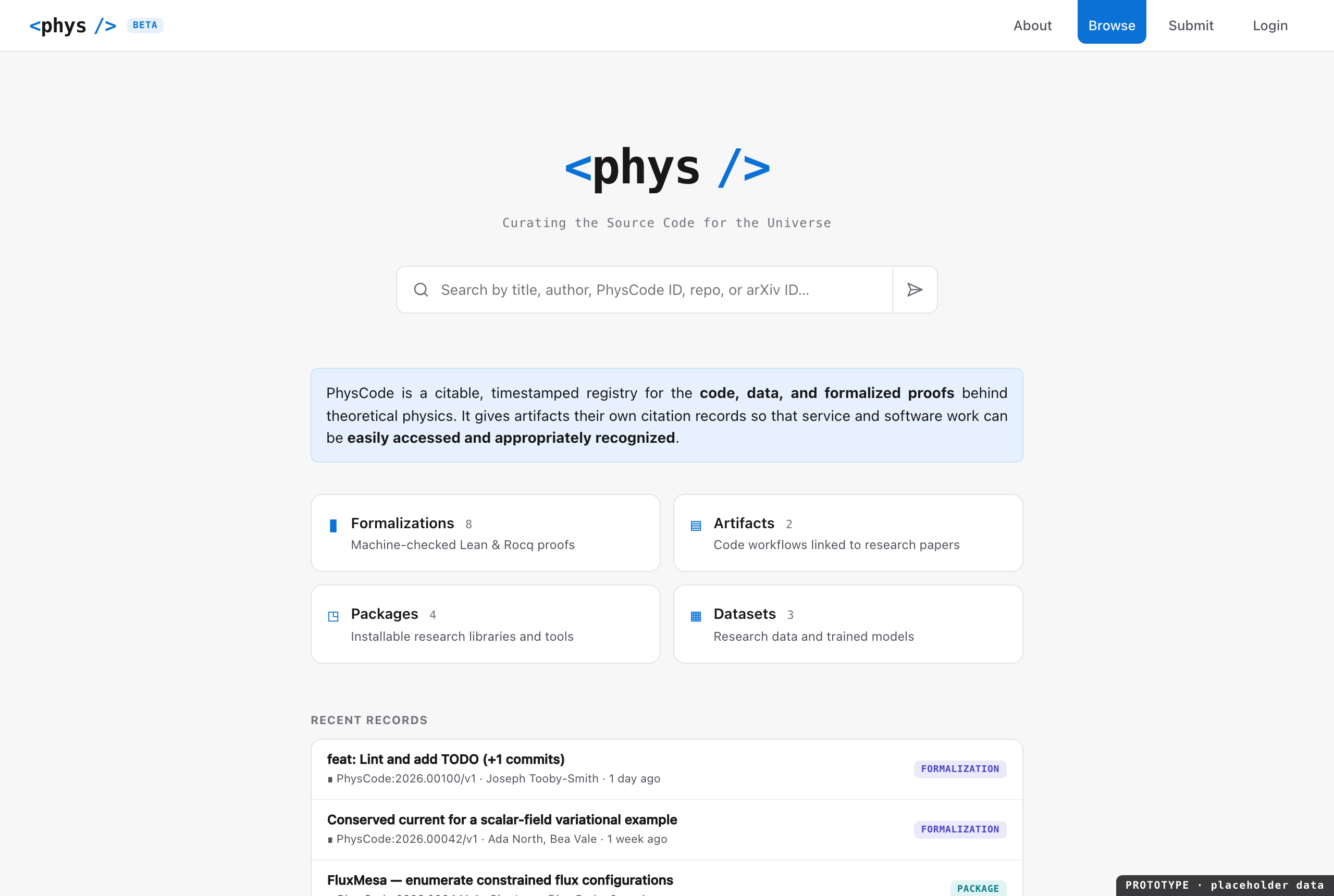 PhysCode home page